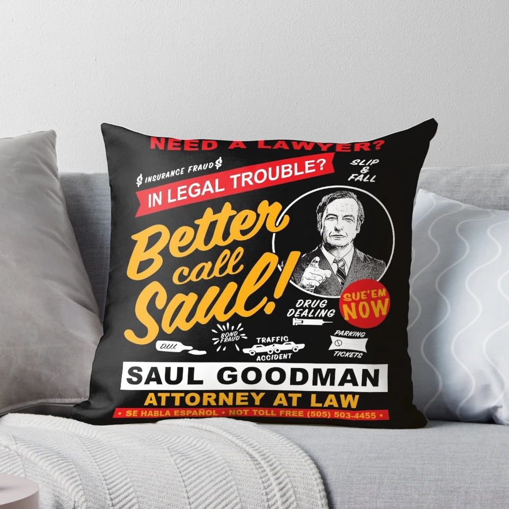 Pillow featuring the iconic character Saul Goodman from the TV show Better Call Saul