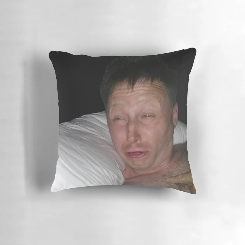 Limmy-themed pillow with the text "Waking Up" on it