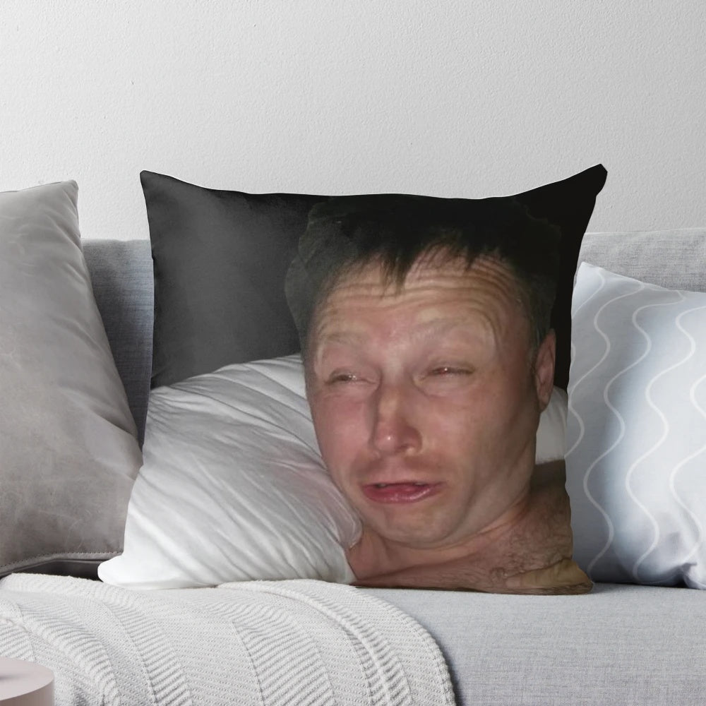 Limmy-themed pillow with the text "Waking Up" on it