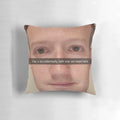 Mark Zuckerberg Snapchat meme printed on a plush pillow