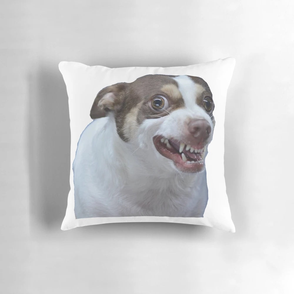 Plush Mr Bubz Chihuahua Pillow featuring the popular scary dog meme