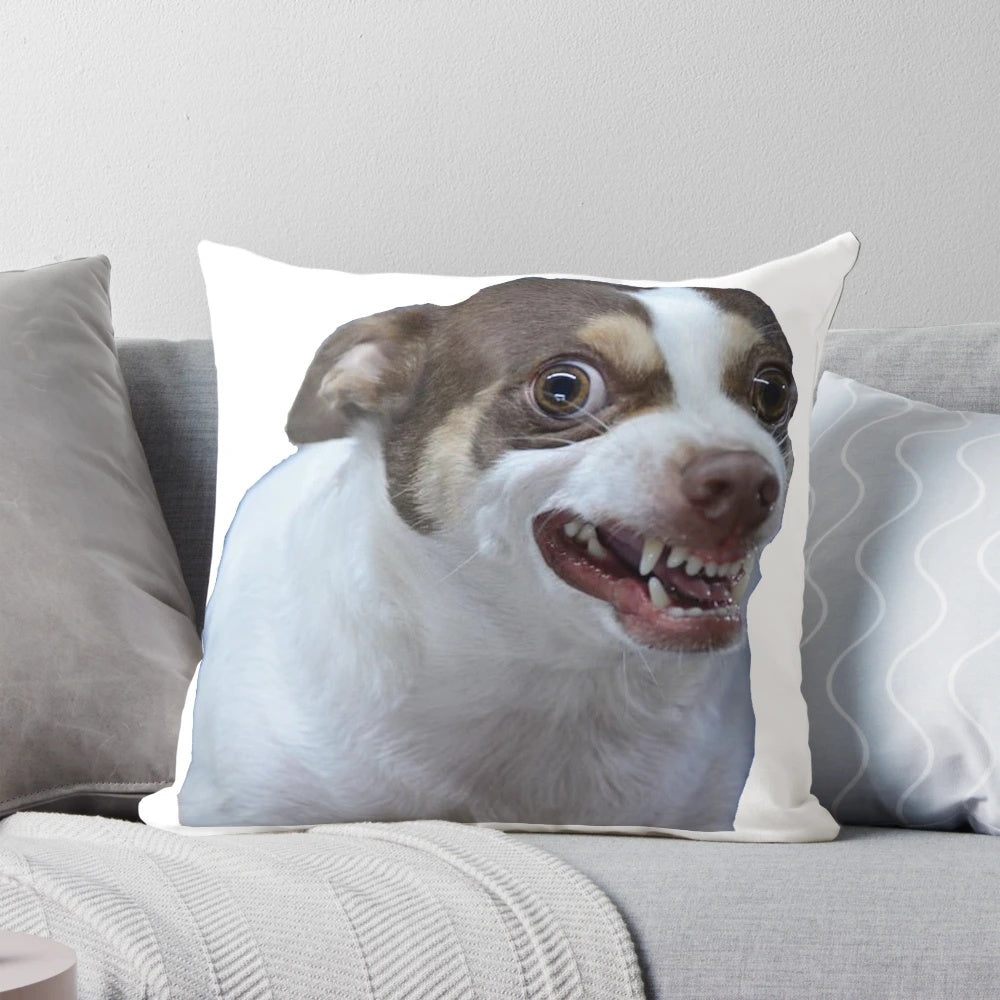 Plush Mr Bubz Chihuahua Pillow featuring the popular scary dog meme