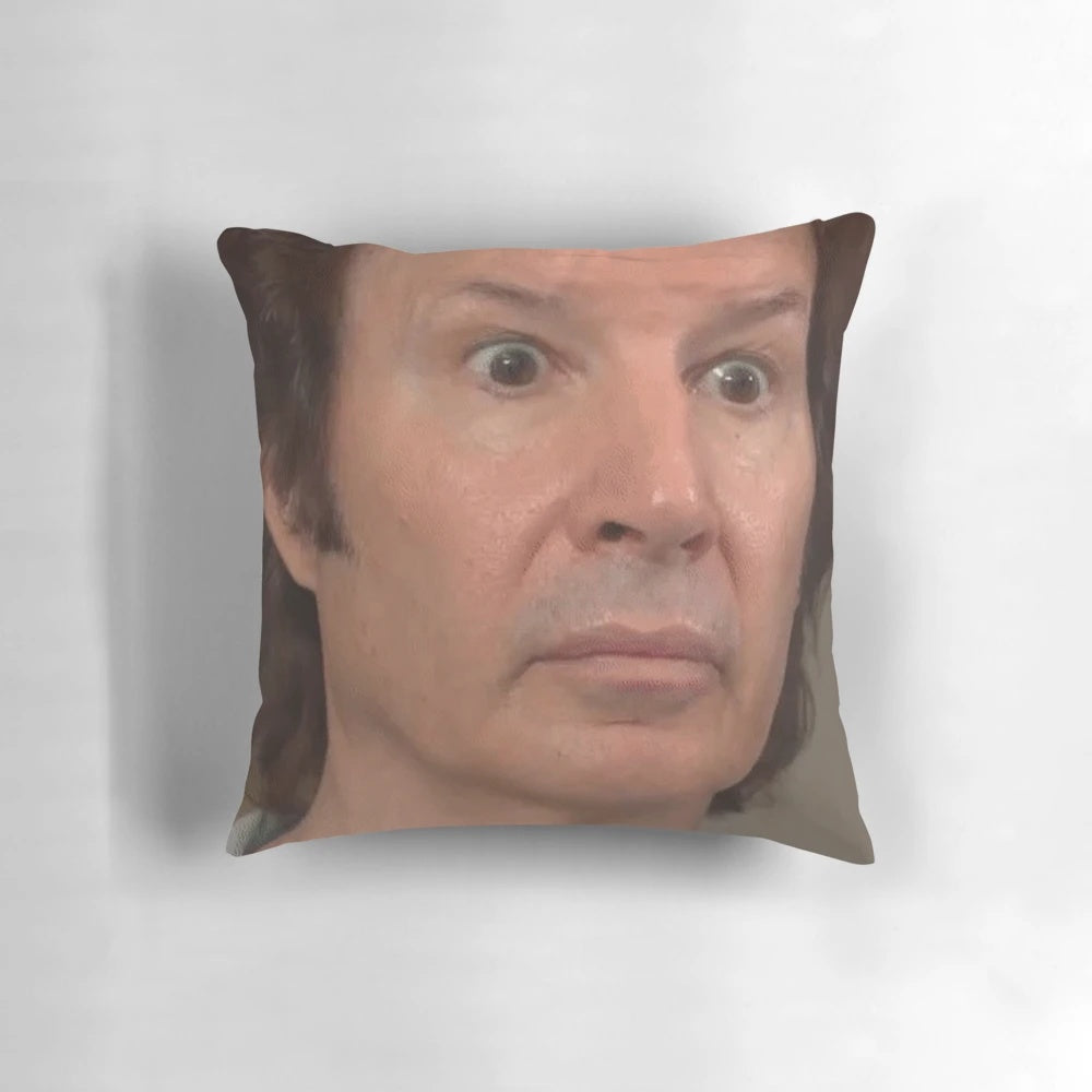 Funny pillow featuring an image of director Neil Breen, known for his unique and bizarre films.
