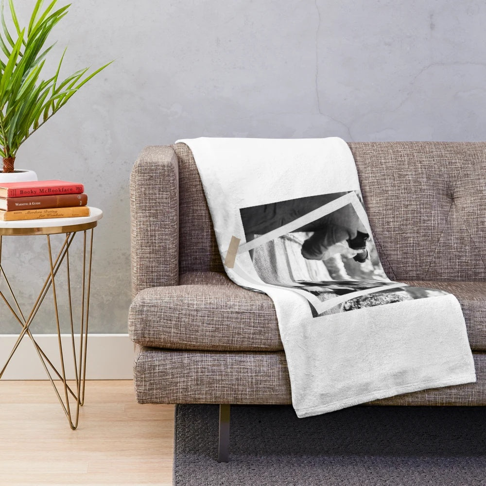 Plush blanket featuring a humorous photography-themed design