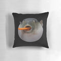 Puffer fish meme accent pillow with the text "augh" on a decorative cushion