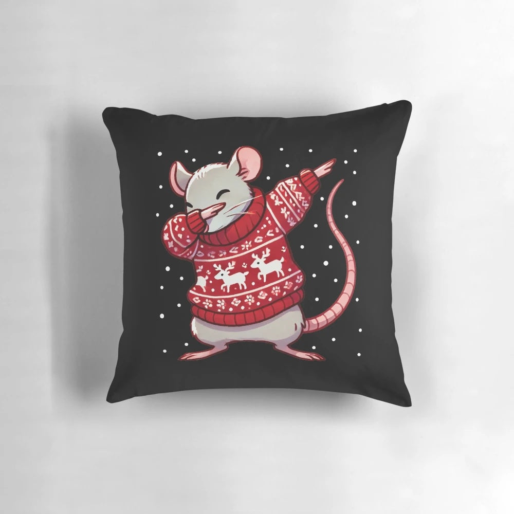 Christmas Rat Lover Pillow - Funny Ugly Xmas Decor for Animal Lovers