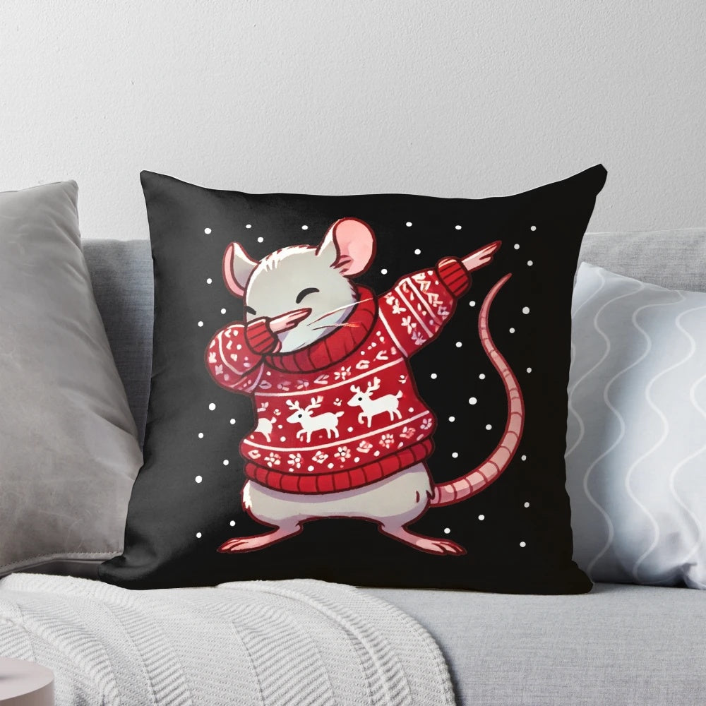 Christmas Rat Lover Pillow - Funny Ugly Xmas Decor for Animal Lovers
