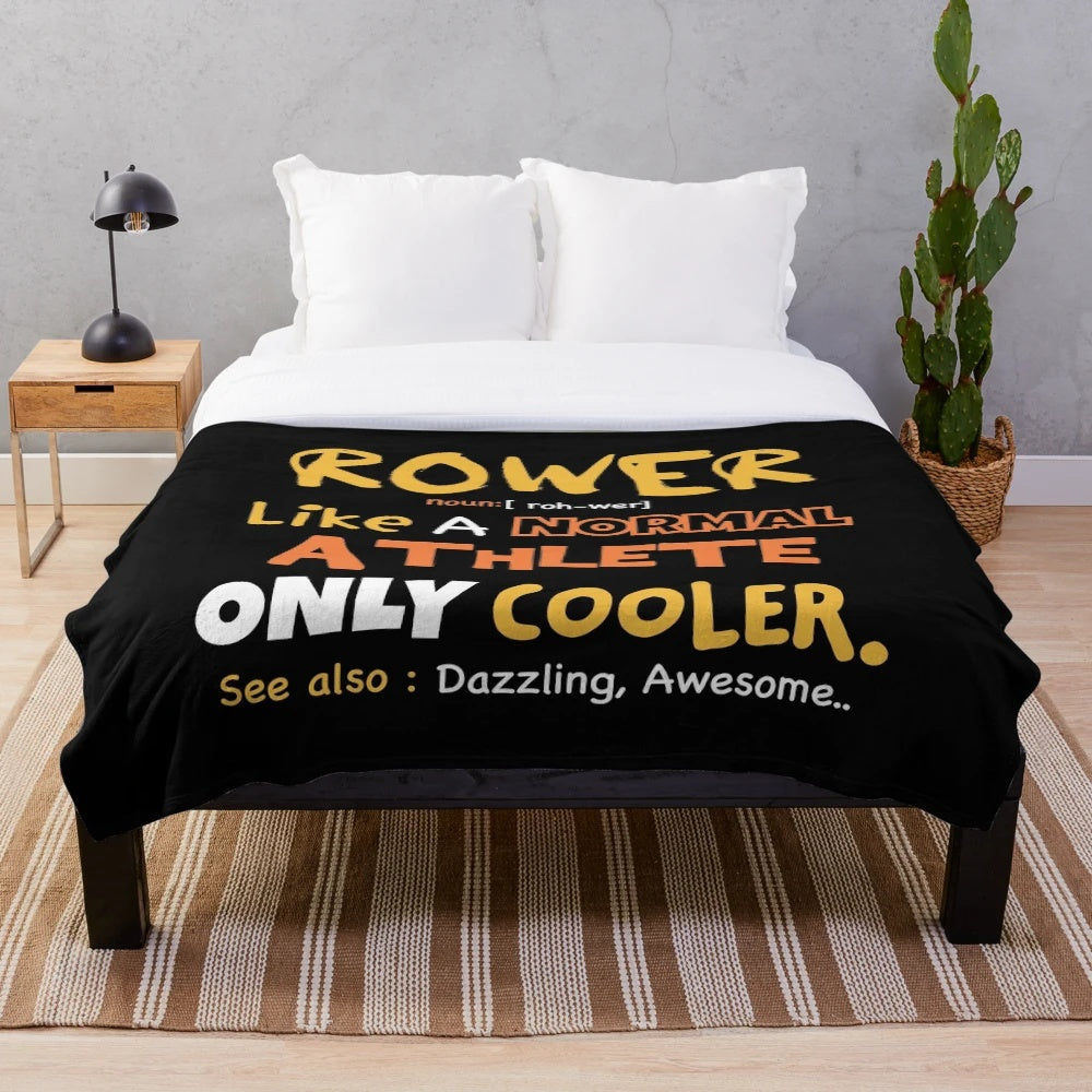 Funny plush blanket with rowing definition and rowing athlete design