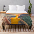 Rubber chicken plush blanket with Edvard Munch's The Scream design