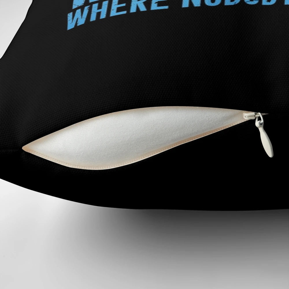 Scuba diving pillow with a humorous "never find you" quote, perfect for divers, marine biologists, and ocean enthusiasts.