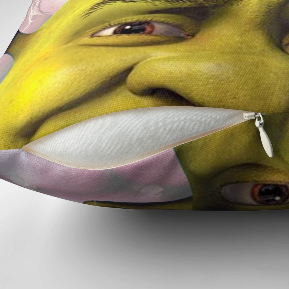 Shrek-themed valentines day pillow with comic sans text and humor
