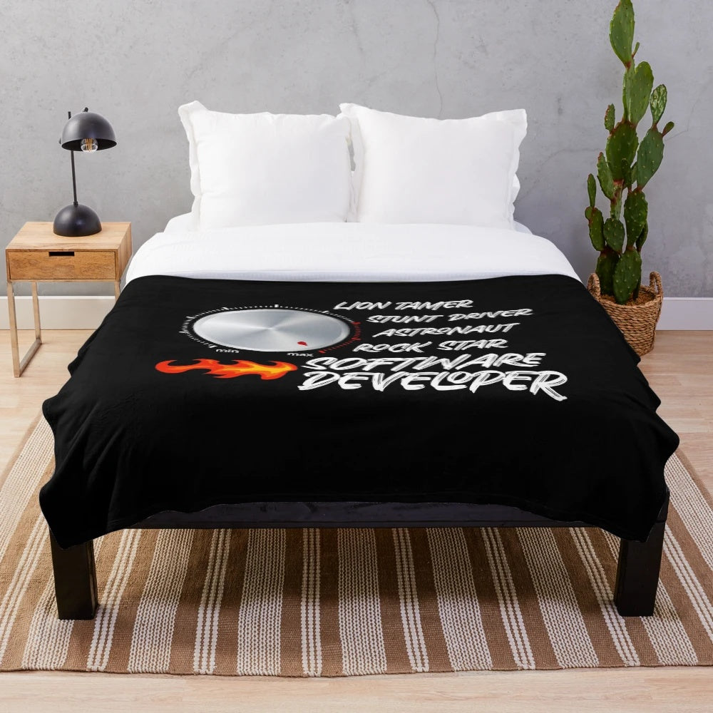 Funny software developer plush blanket with cool graphic design