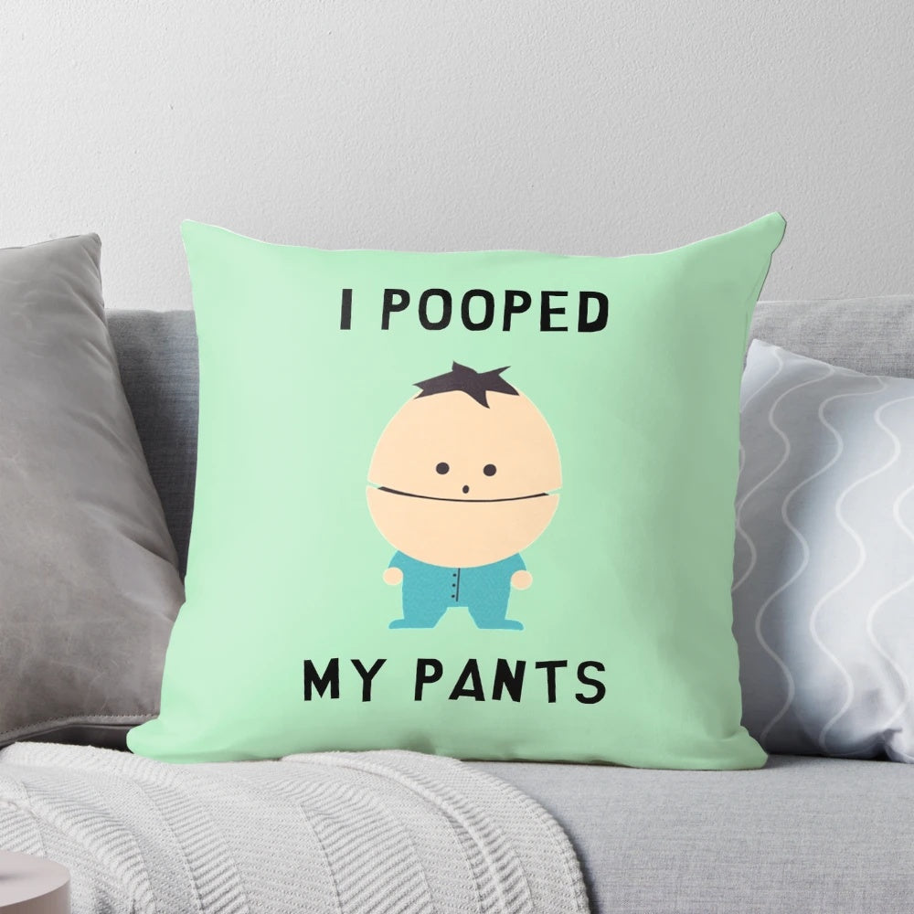 Soft, plush pillow featuring the iconic South Park character Ike Broflovski with the text "I pooped my pants"