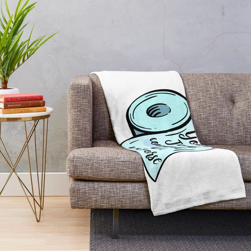 Funny toilet paper themed plush blanket for home decor