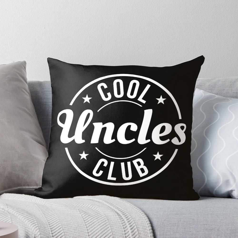 Stylish throw pillow with the text "Cool Uncles Club" - a great gift for the new uncle in your life.
