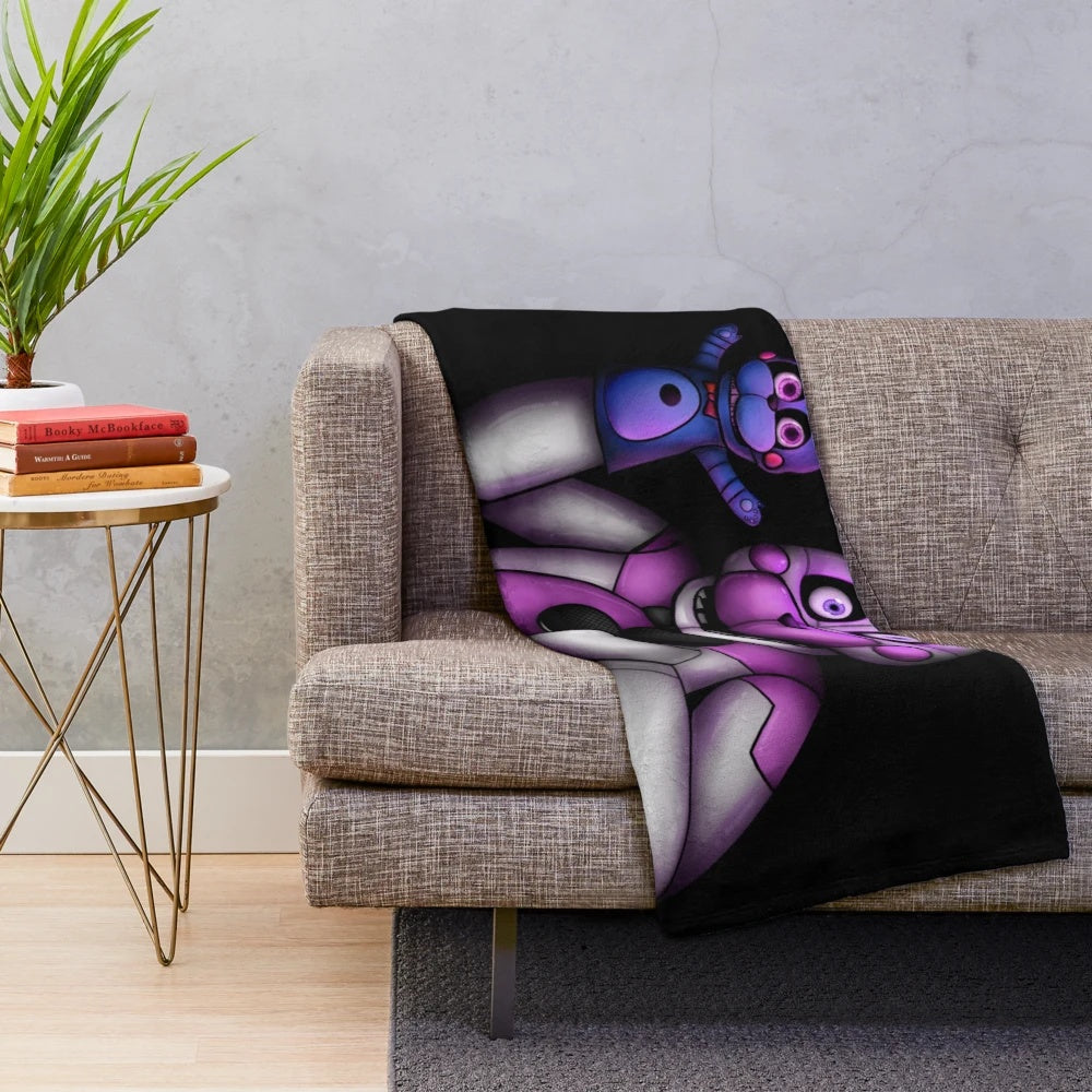 Funtime Freddy and Bon Bon plush blanket inspired by the Five Nights at Freddy's: Sister Location video game