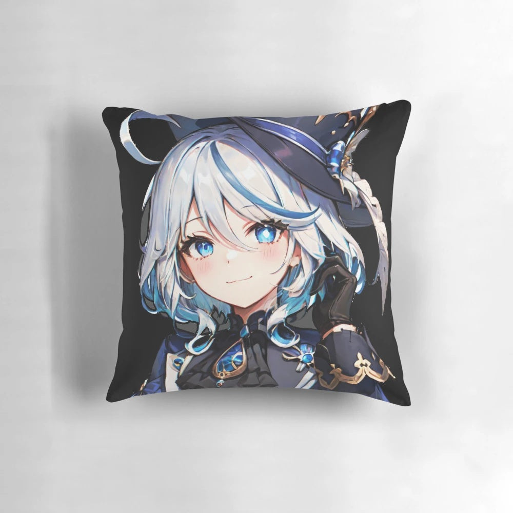 High-quality furina genshin impact sticker on a plush, soft pillow