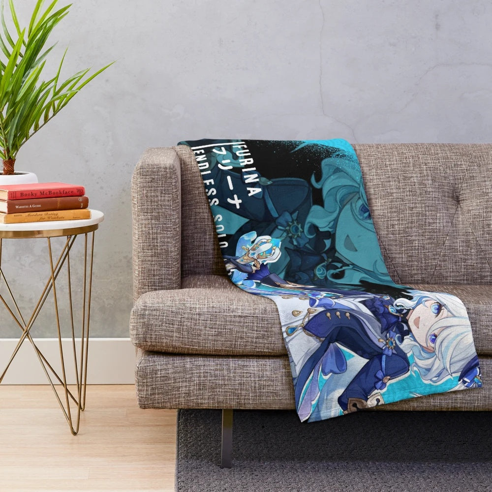 Genshin Impact Furina plush blanket featuring the "Endless Solo of Solitude" design