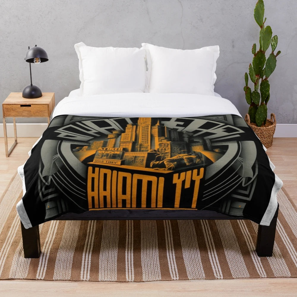 Gigantic plush blanket with futuristic cinema-inspired light display