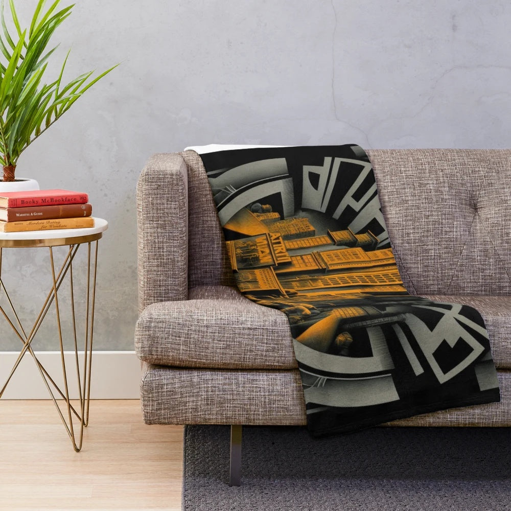 Gigantic plush blanket with futuristic cinema-inspired light display