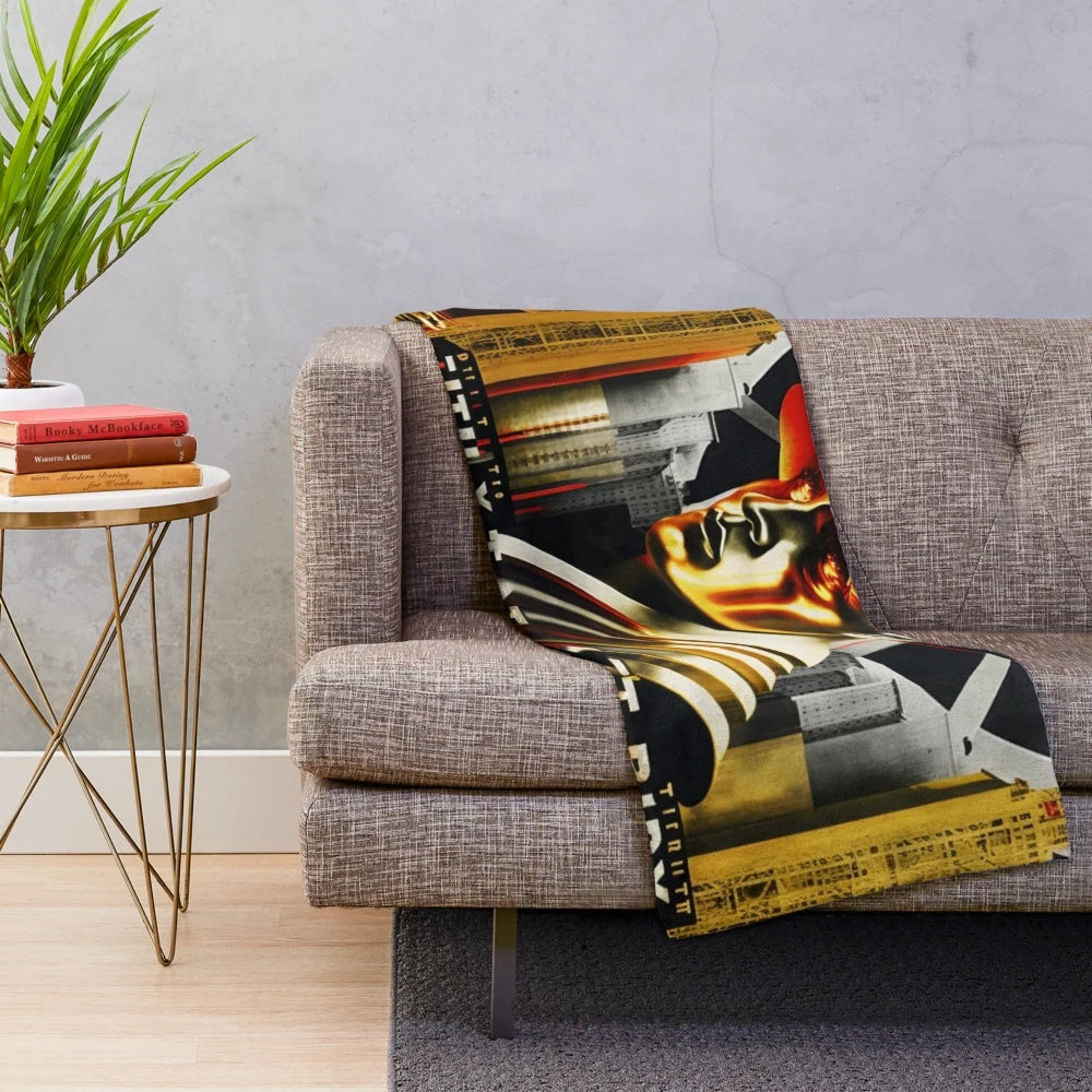 Futuristic plush blanket with cinema and movie theater design
