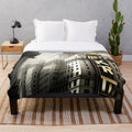 Futuristic plush blanket with cinematic, urban design