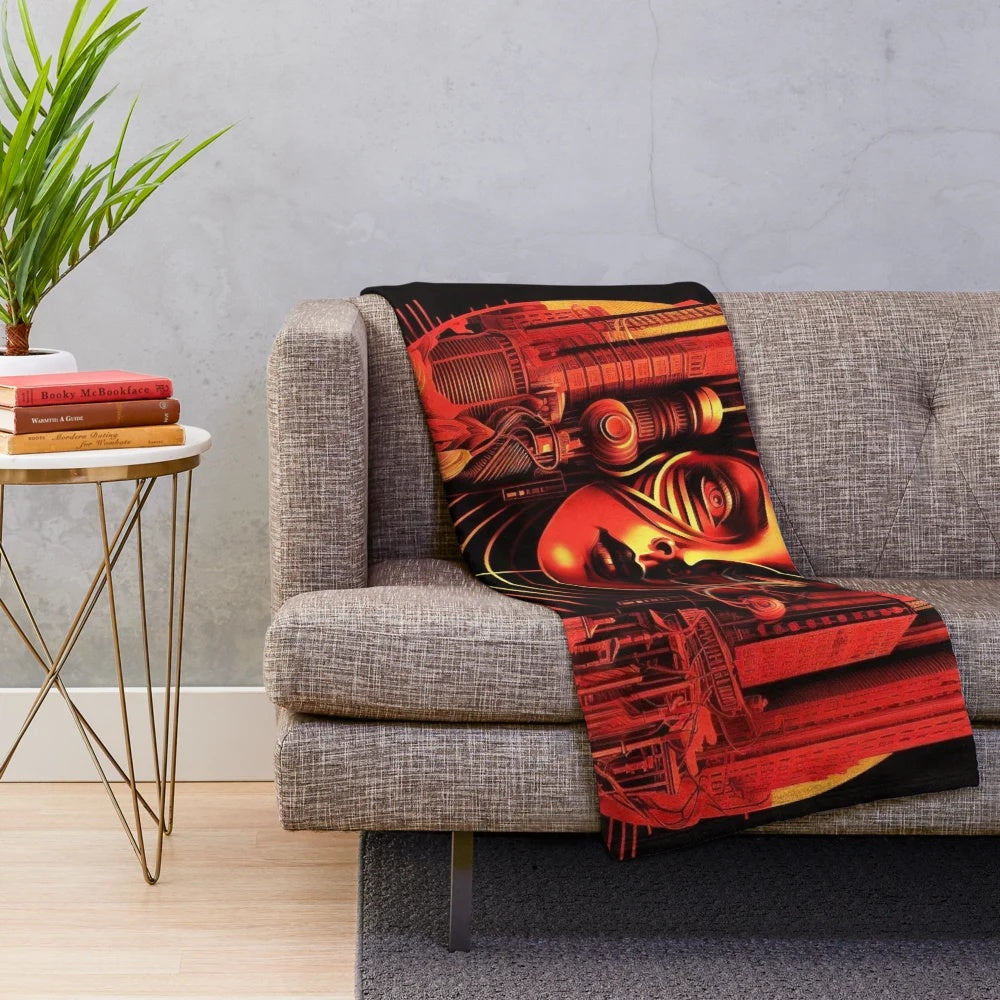 Futuristic city cinema lights games plush blanket