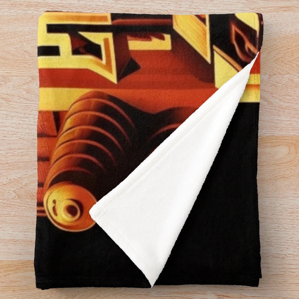 Futuristic city cinema lights plush blanket