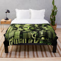 Futuristic plush blanket with city and cinema graphics