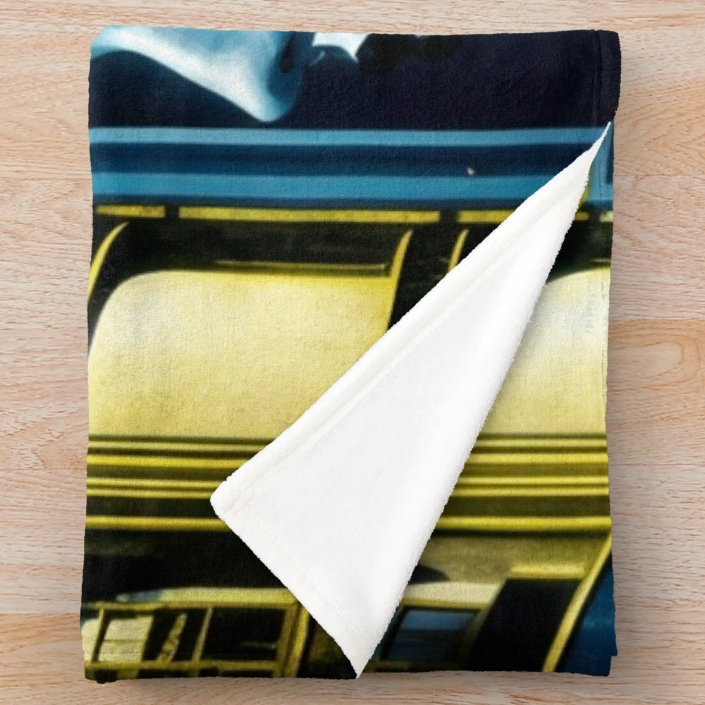 Futuristic city plush blanket with vibrant cinema-inspired design