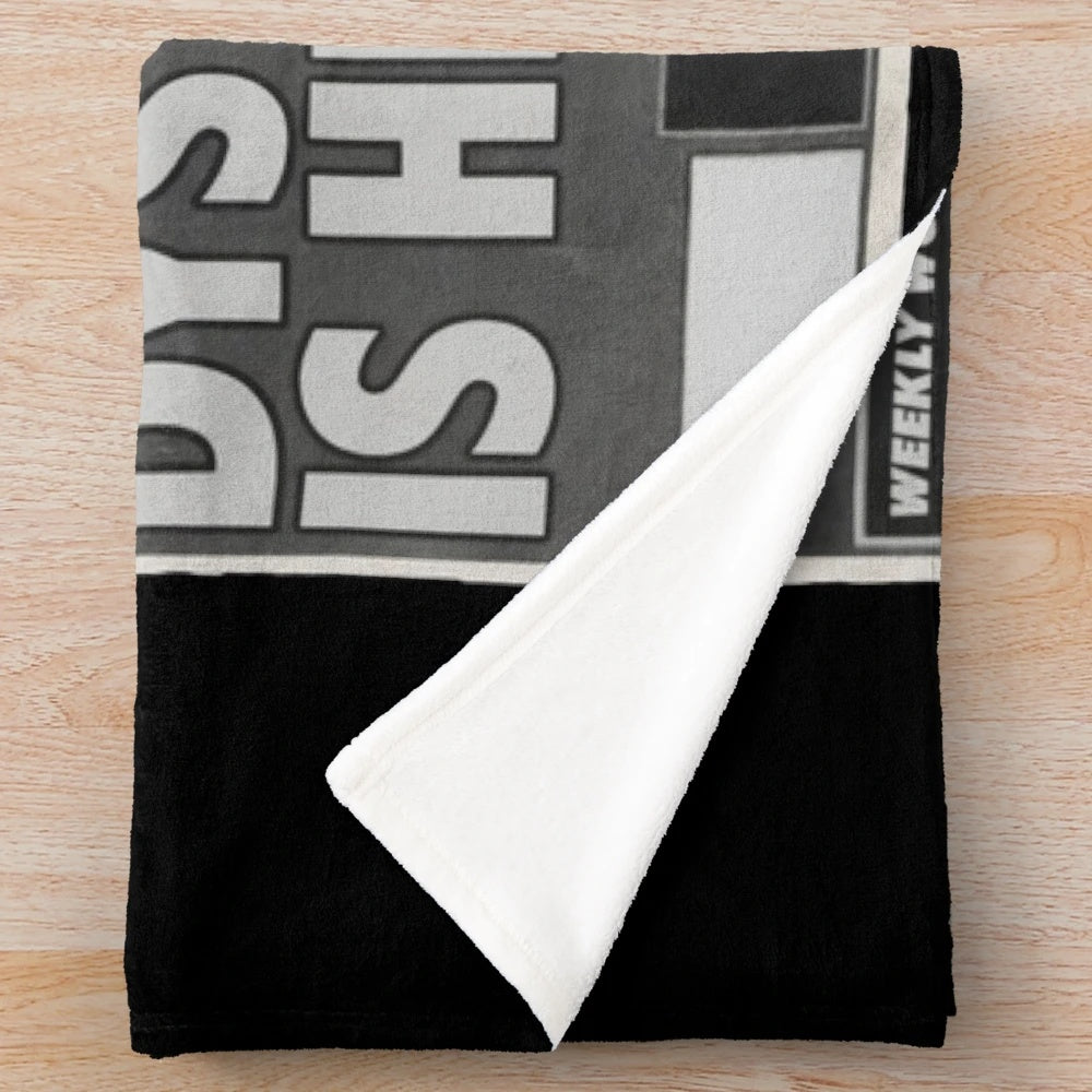 Plush blanket featuring a dystopian sci-fi inspired design