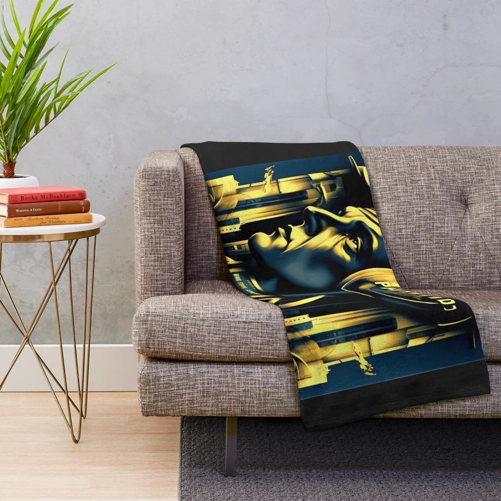Futuristic Metropolis City Cinema Movie Theater Plush Blanket