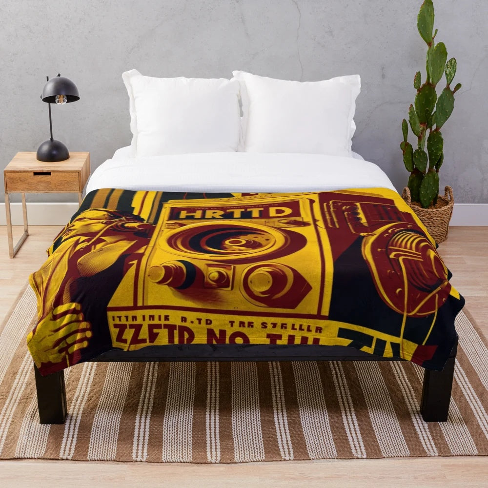 Futuristic Metropolis City Plush Blanket with Cinematic Inspired Design