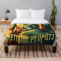 Futuristic Metropolis City themed plush blanket with cinema, light, and games design