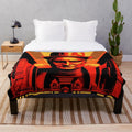 Plush blanket with futuristic Metropolis city, cinema, and light game design