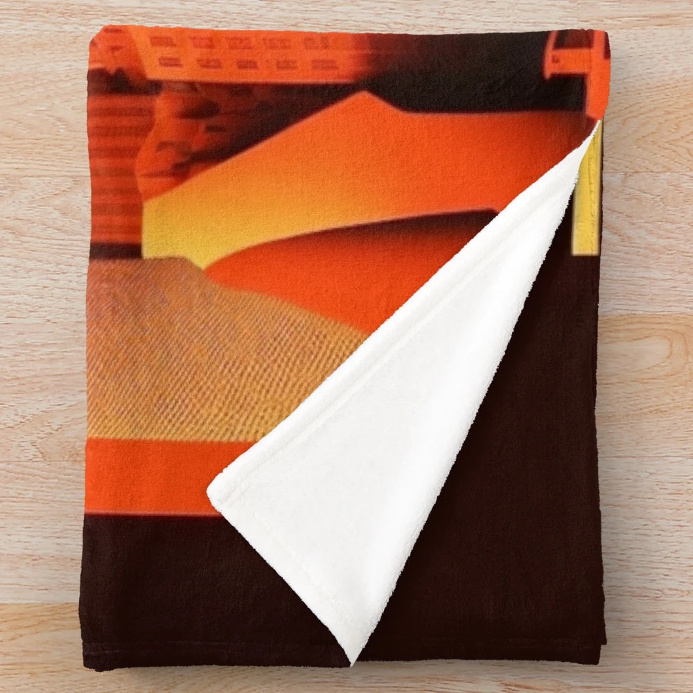 Futuristic Metropolis City Plush Blanket with Cinema Lighting and Movie Theater Decor