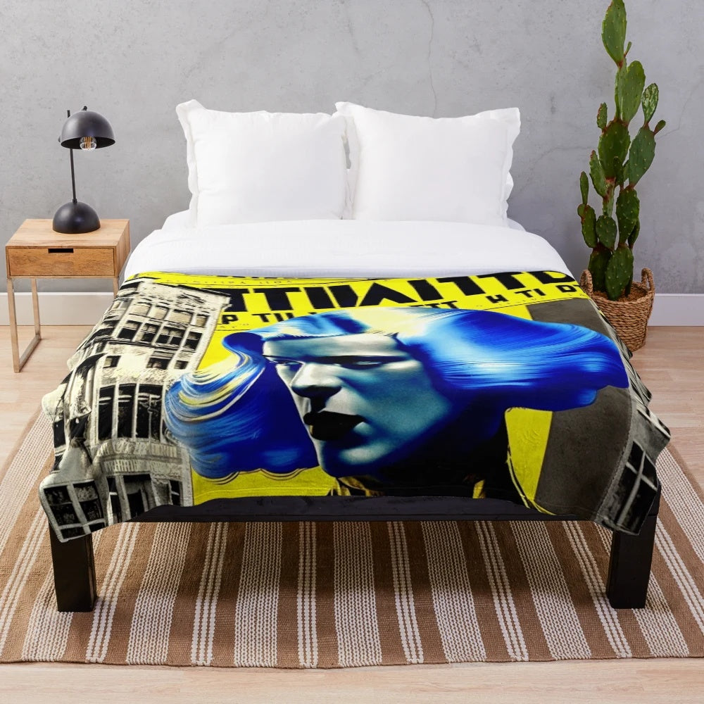 Futuristic Metropolis City Plush Blanket