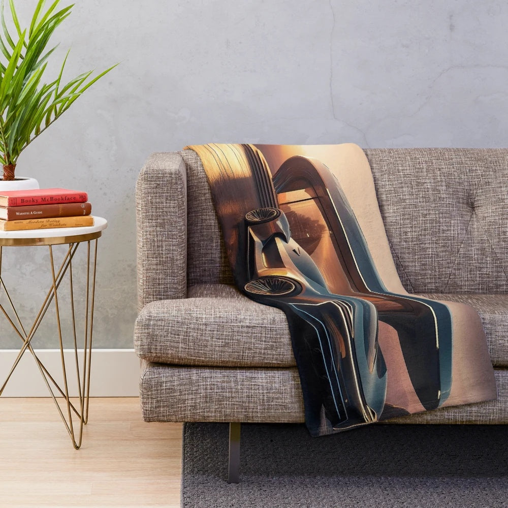 Futuristic plush blanket inspired by sports cars and space technology