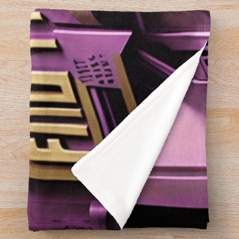 Futuristic plush blanket with cinema, movie theater, and light game inspired design