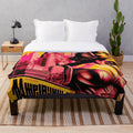 Futuristic plush blanket with geometric, retro-inspired cinema and city-inspired motifs