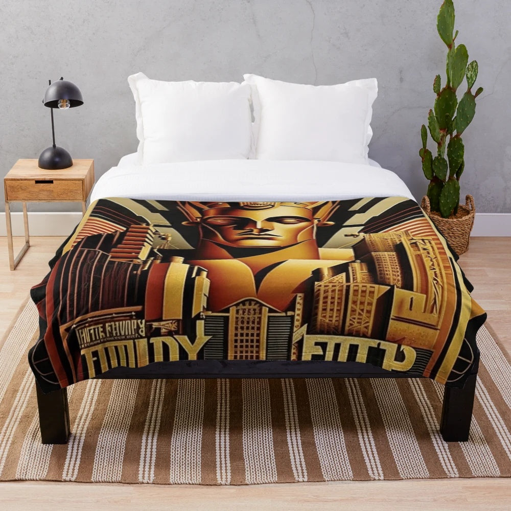 Futuristic plush blanket with cinematic lighting and game design