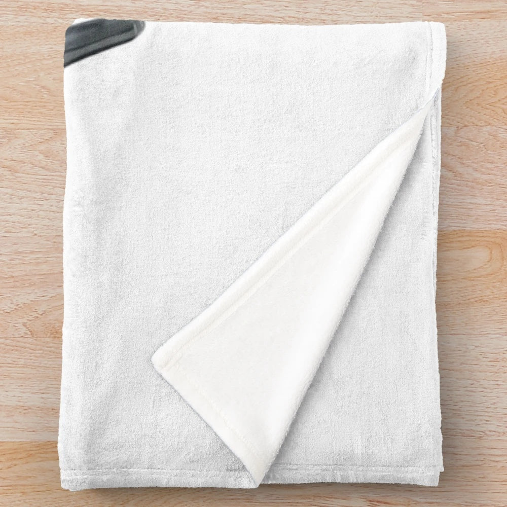 Futuristic silver robot twins plush blanket with a high-fashion, retro-futuristic design