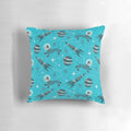 Futuristic pillow design featuring a dog or puppy in a space-inspired setting