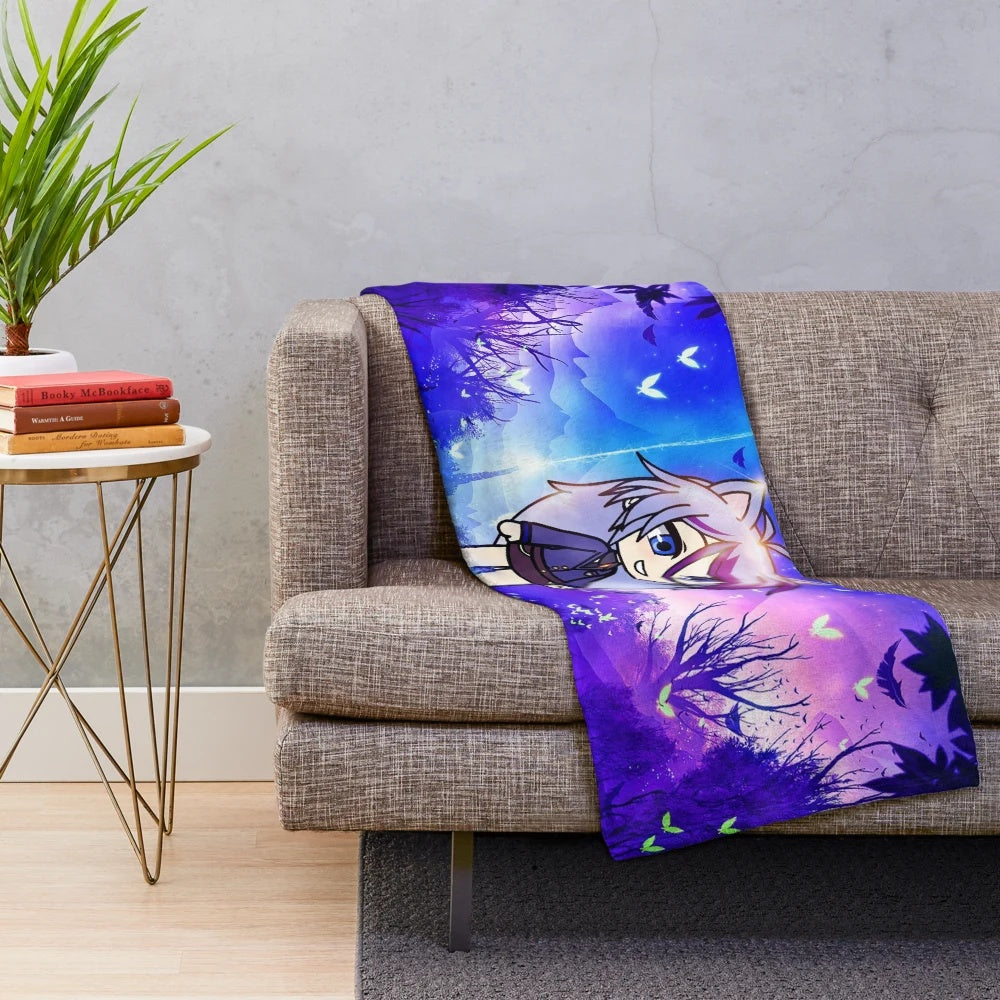 Gacha life plush blanket featuring magical forest design
