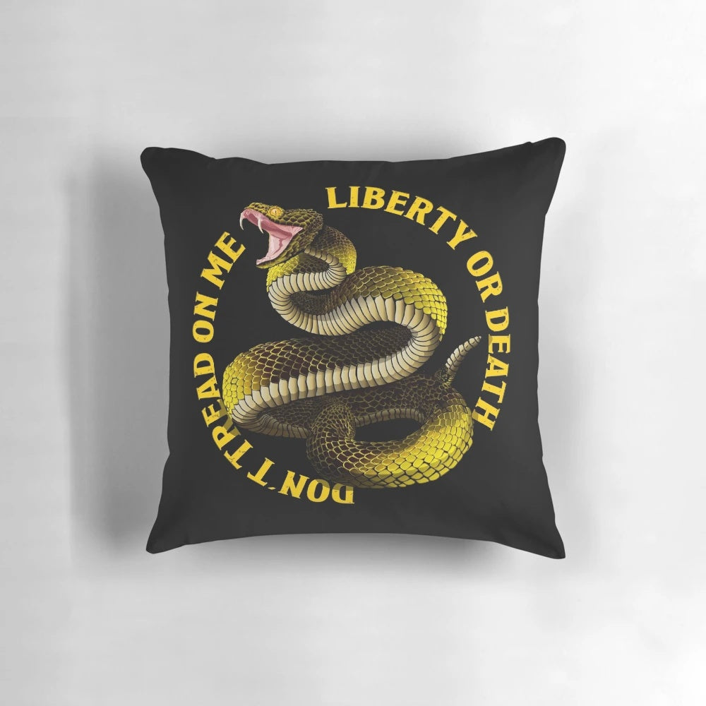 Gadsden Flag Liberty or Death Snake Art Tattoo Pillow
