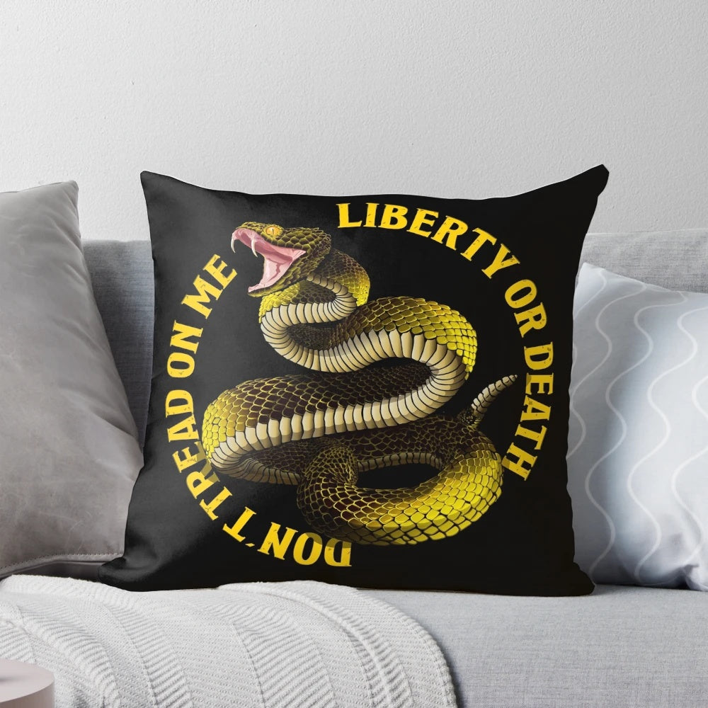 Gadsden Flag Liberty or Death Snake Art Tattoo Pillow