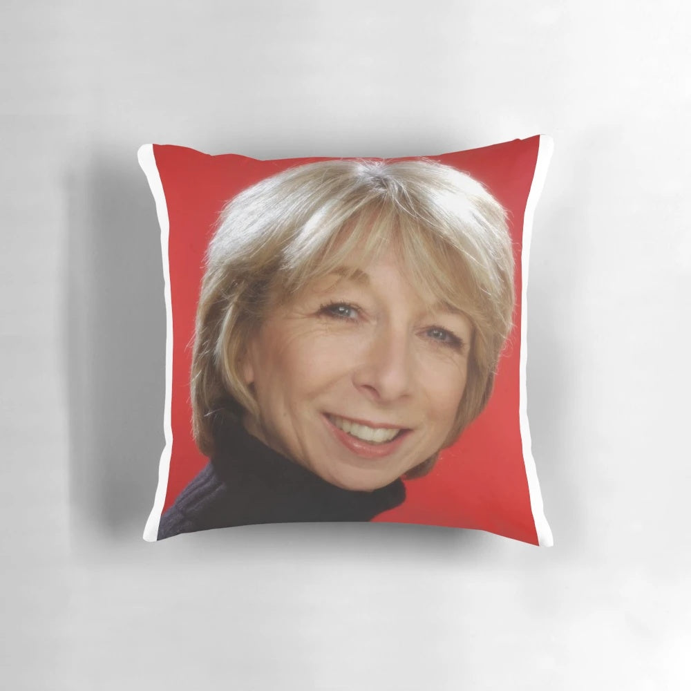 Decorative throw pillow featuring the iconic Coronation Street character Gail Platt