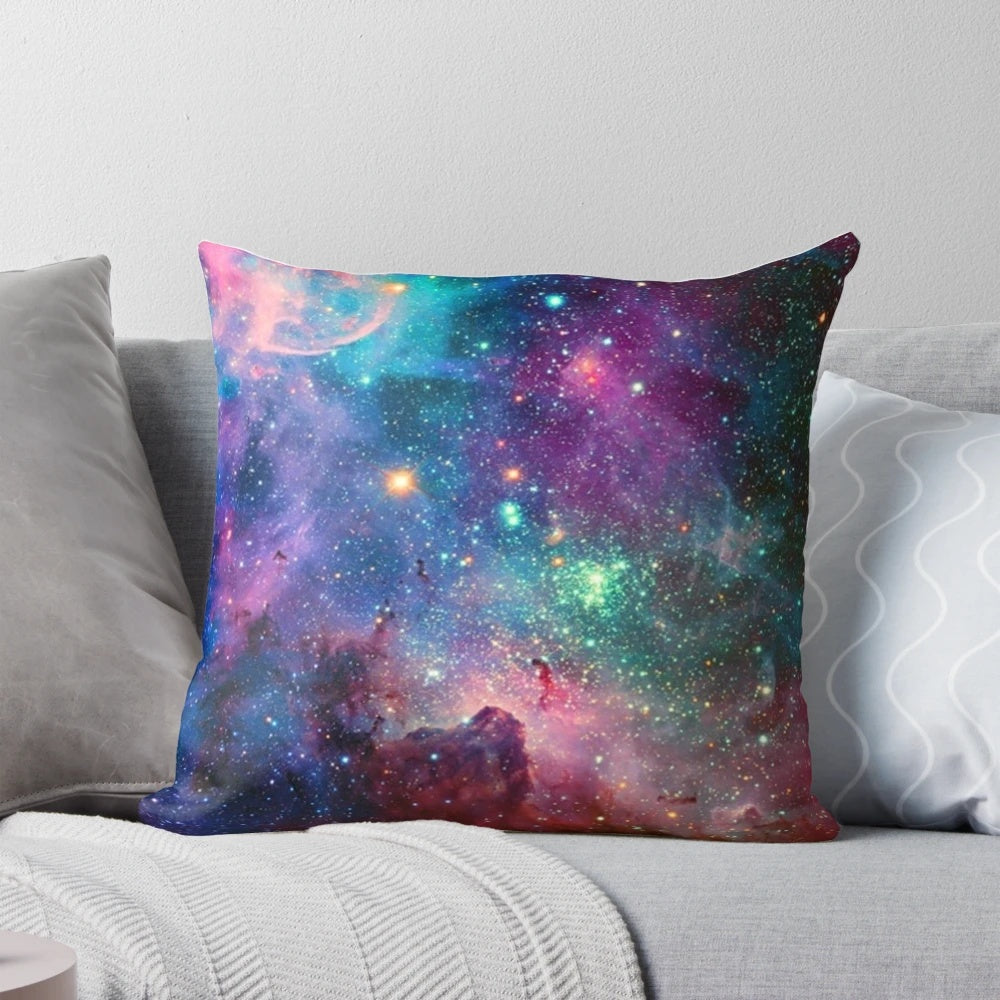 Galaxy space aesthetic pillow with stars and cosmic design
