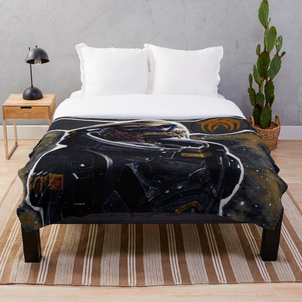 Mass Effect inspired Garrus Vakarian plush blanket