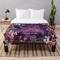 Galactic Floral Plush Blanket with Watercolor Design